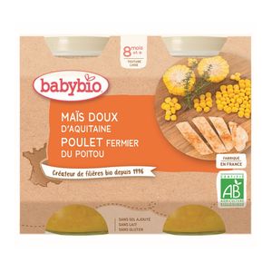 Piure de porumb dulce si pui Babybio, 2 x 200g