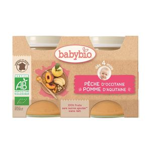 Piure de piersici si mere Babybio, 2 x 130g