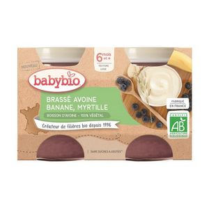 Crema din lapte de ovaz cu banane si afine Babybio, 2 x 130g