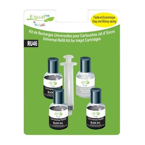 Kit universal Equalink negru pentru reumplerea cartuselor de cerneala