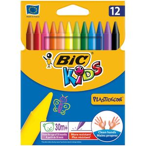 Set creioane cerate plastifiate Bic Plastidecor pachet cu 12 bucati
