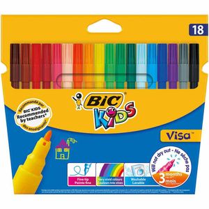 Set markere colorate lavabile Bic Visa pachet cu 18 bucati