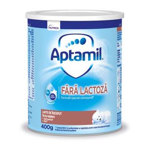 Formula de lapte Aptamil, fara lactoza, 0+ luni, 400g