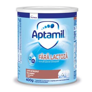 Lapte praf de inceput Aptamil fara lactoza, de la nastere 400g