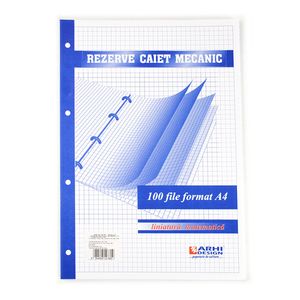 Rezerva caiet mecanic Arhi Design, A4, 100 file