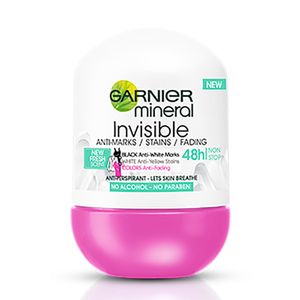 Antiperspirant Roll-On Garnier Invisible Black White Color Fresh