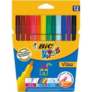 Set markere colorate lavabile Bic Visa pachet cu 12 bucati