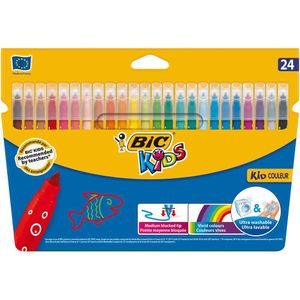 Set markere colorate ultralavabile Bic Kid Couleur pachet cu 24 bucati