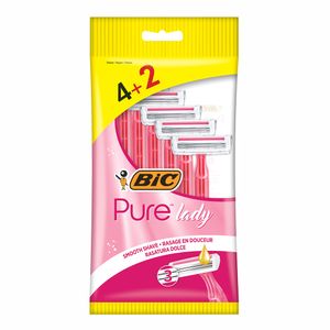 Aparat de ras dispozabil pentru femei BIC Pure Lady Pink cu 3 lame, pachet 6 bucati