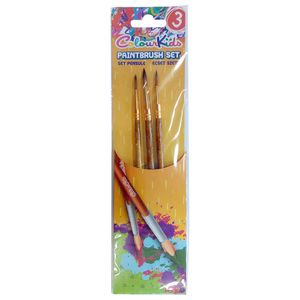 Set pensule Pigna Colour Kids cu varf ascutit, pachet 3 bucati