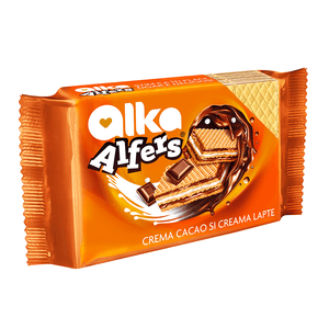 Napolitane Alfers cu doua creme: lapte si cacao 170g