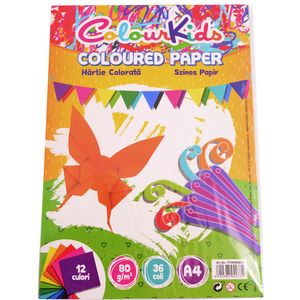 Set hartie A4 Pigna Colour Kids 12 culori pachet 36 coli