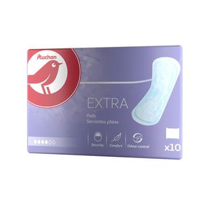 Absorbante pliate Auchan extra, 10 bucati