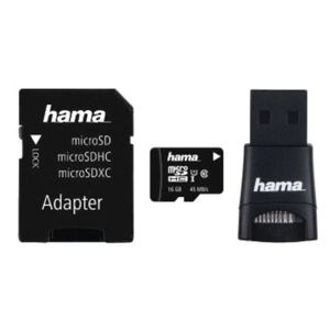 Set card de memorie microSDHC 16GB cu adaptor si cititor Hama