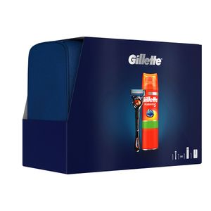 Set pentru cadou aparat de ras Gillette Proglide, gel de ras Fusion Ultra Sensitive cu trusa de voiaj