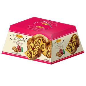 Cozonac Boromir Prestige cu nuca si cirese, cutie 650g