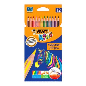 Set 12 creioane de colorat BIC Evolution Stripes
