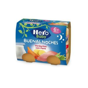 Meniu de seara Hero Baby - legume cu curcan, de la 6 luni, 2 x 190 g