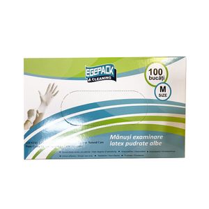 Set manusi Egepack din latex, albe, marimea M, 100 de bucati