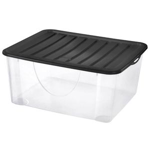 Cutie transparenta Actuel cu capac negru, 2 l