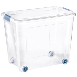 Cutie depozitare Actuel transparenta, cu roti, 67 l