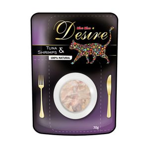 Hrana umeda pentru pisici Miau Miau Desire, ton si creveti, plic, 70 g