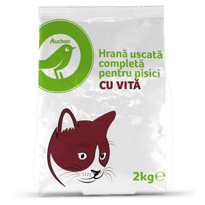 Hrana uscata pentru pisici Auchan cu vita, 2 kg