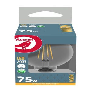 Bec LED AUCHAN 8.2W E27 EQ 75W filament G95,lumina calda