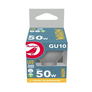 Bec Spot LED AUCHAN GU10 4.8W  EQ 50W, lumina calda