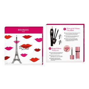 Set pentru cadou Bourjois: Rimmel Mascara 8 ml + Ruj lichid 7.7 ml