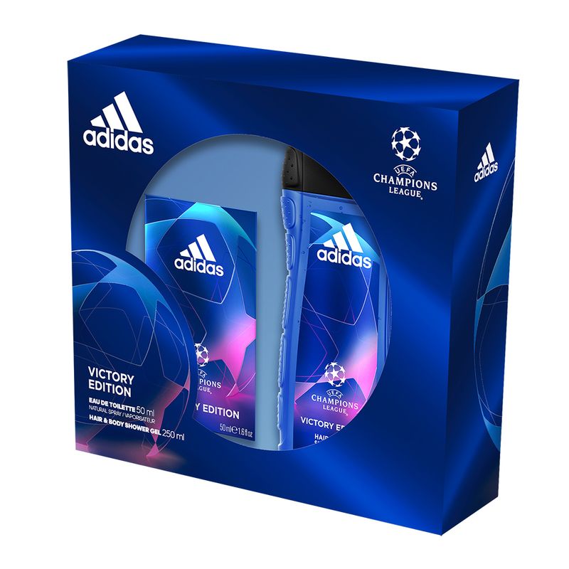 Make life Loved one Fictitious Set cadou Adidas Uefa victory Edition contine: apa de toaleta 50 ml si gel  de dus 250 ml | Pret avantajos - Auchan.ro