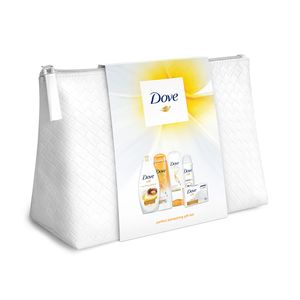 Set pentru cadou Dove perfect pampering: gel de dus, sapun, deodorant, sampon, balsam par, geanta