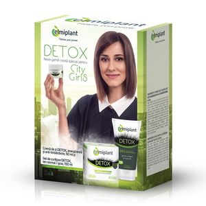 Set pentru cadou Elmiplant Detox City Girls: crema de zi 50ml + gel de curatare cu carbune 150 ml