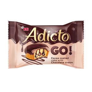 Prajitura Adicto Go! cu ciocolata si glazura de ciocolata, 45 g