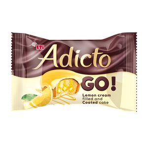 Prajitura Adicto Go! cu gust de lamaie si glazura de lamaie, 45 g