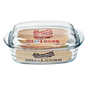 Vas rectangular termorezistent Cook n' Share cu capac, 4.5 l ( 3 l + 1.5 l)