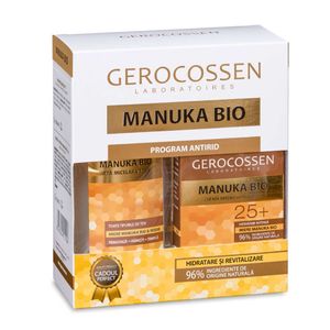 Caseta pentru cadou Gerocossen Manuka Bio: crema hidratanta +25, apa micelara