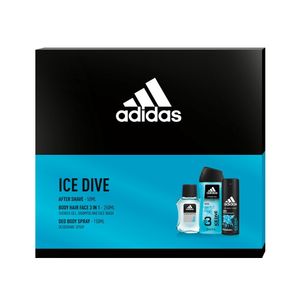 Set pentru cadou Adidas Ice Dive pentru barbati: after shave 50 ml  + deodorant 150 ml + gel de dus 250 ml