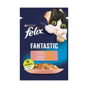 Hrana umeda pentru pisici Purina Felix Fantastic, somon in aspic, 85 g