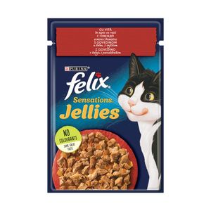 Hrana umeda pentru pisici Purina Felix Fantastic, vita cu rosii in aspic, 85 g