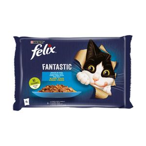 Hrana umeda pentru pisici Felix Fantastic, selectie peste, 4 x 85g