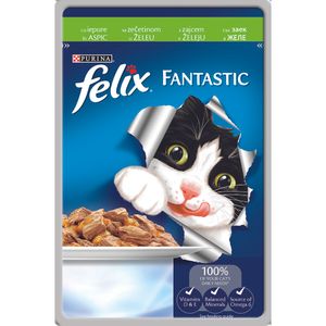 Hrana umeda pentru pisici Purina Felix Fantastic, iepure in aspic, 100 g