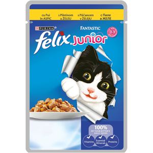 Hrana umeda pentru pisici junioare Purina Felix Fantastic Junior, pui in aspic, 100 g