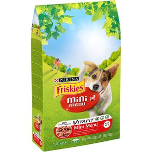 Hrana uscata caine Purina Friskies Mini Menu cu vita, 1.5Kg