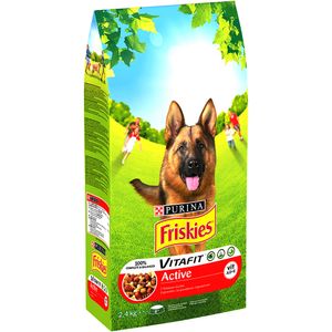 Hrana uscata caini Purina Friskies Active cu vita, 2,4kg