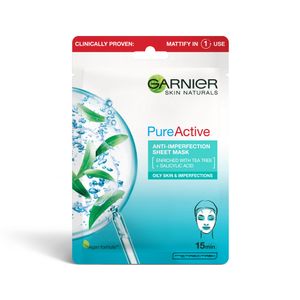 Masca servetel Pure Active anti-imperfectiuni cu arbore de ceai Garnier Pure, 23 g