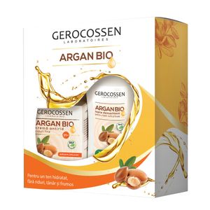Pachet pentru cadou Gerocossen Argan Bio cu crema antirid 35+ si lapte demanchiant