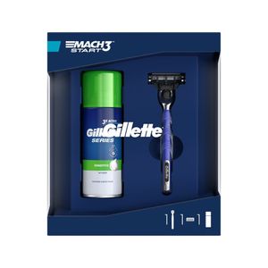 Pachet Gillette: Aparat de ras Mach3 Start + spuma de ras Series Sensitive 100 ml