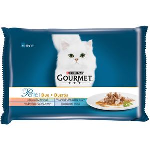 Hrana umeda pentru pisici Purina Gourmet Perle cu somon si peste alb, somon si cod negru, peste oceanic si ton, 4 x 85 g