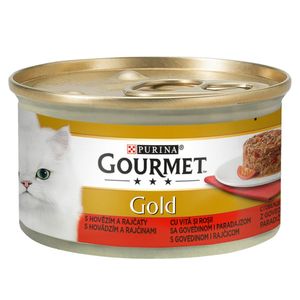 Hrana umeda pentru pisici Purina Gourmet Gold Savoury Cake cu vita si rosii, 85 g